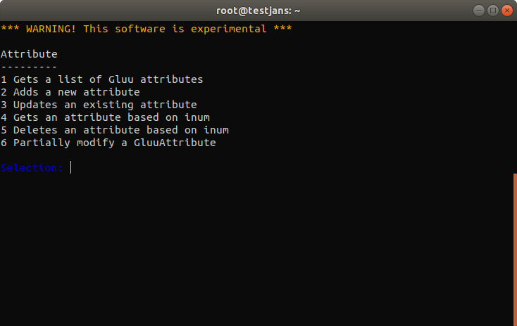 jans-cli Attributes Menu